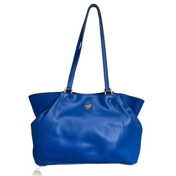 Piero Guidi Handbag Blue Leather Tote Magic Circus Accent Pocket - Picture 1 of 7